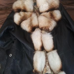 Leather n mink coat